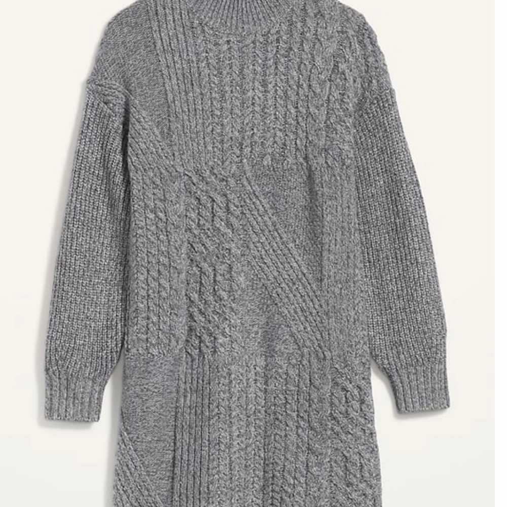 Variegated- knit-mock sweater dress